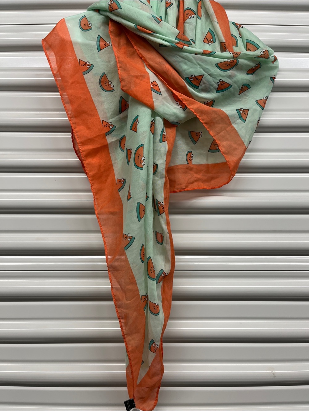H&M Mint Green and Orange Watermelon Print Scarf